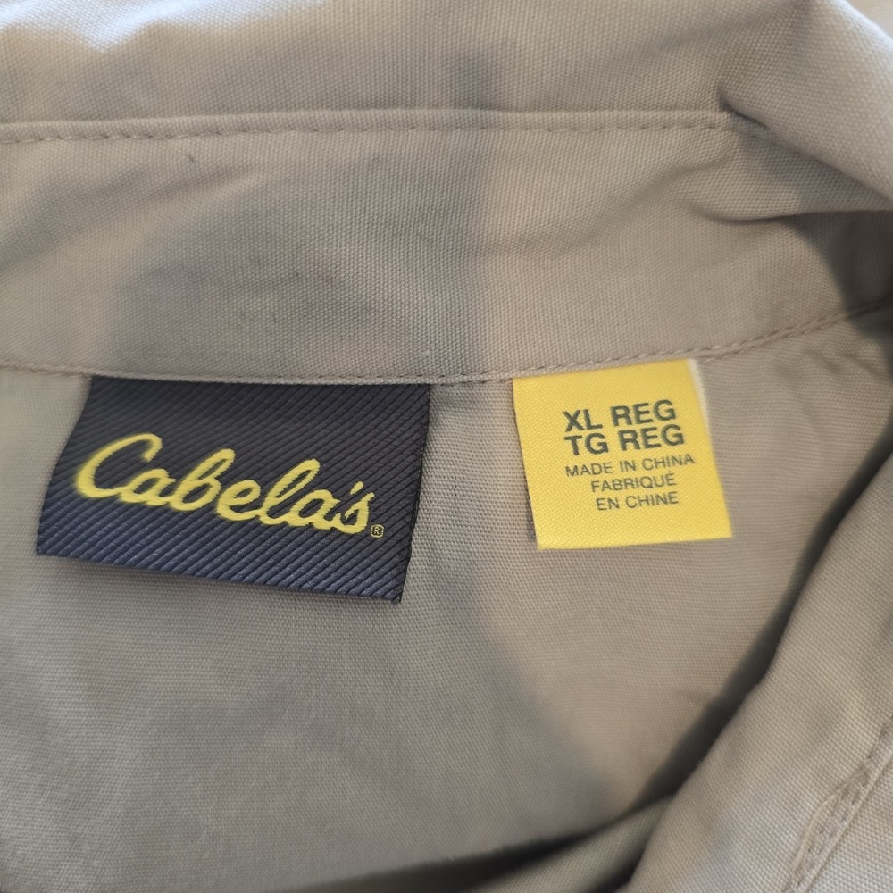 Cabela's Shirt Men's‎ XL Logo Employee Button Down Workwear British Tan Flag.C02 - Picture 6 of 12
